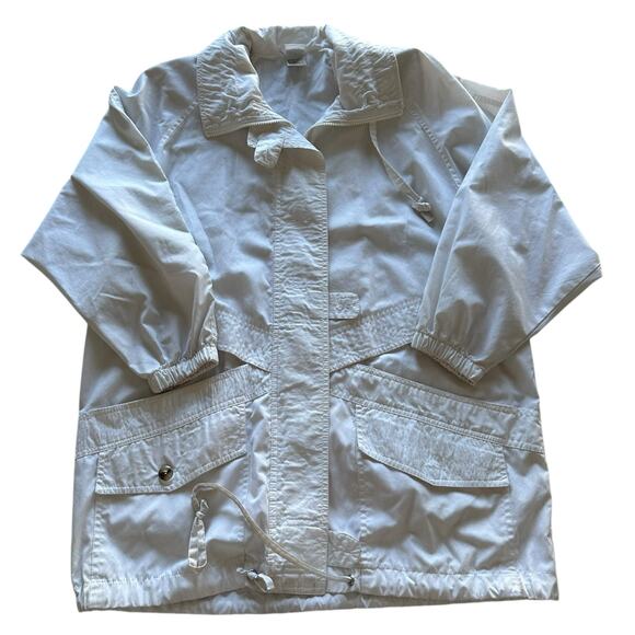 Womens Small Vintage White Windbreaker Rain Coat Outerwear - Picture 1 of 8